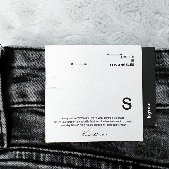 NWT- KANCAN High Rise Acid Wash Distressed Shorts for Women in Black - Picture 9 of 12